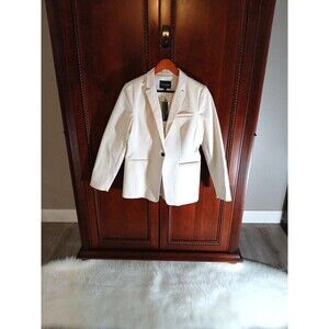 NWT Banana Republic Women's Size 10 Bi-Stretch Long and Lean Lined Blazer Cream